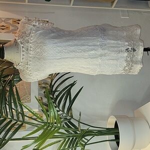 Cream casual light and airy lace sleeveless dress